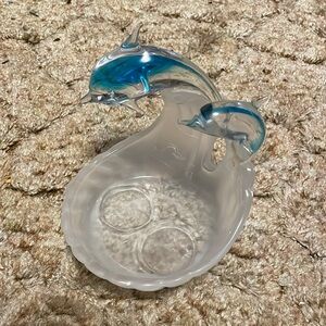 Blue Dolphin Frosted Glass double tea light candle holder